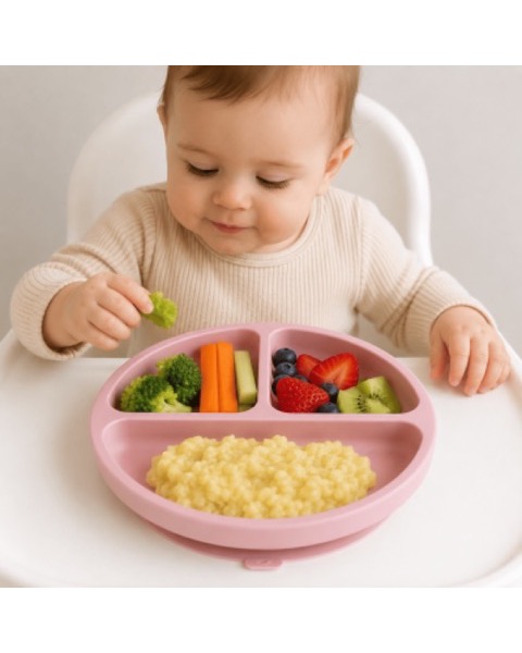 Prato de Silicone com Ventosa e Divisória para Bebê