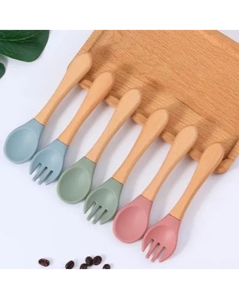 Kit Garfo e Colher de Silicone para Bebê