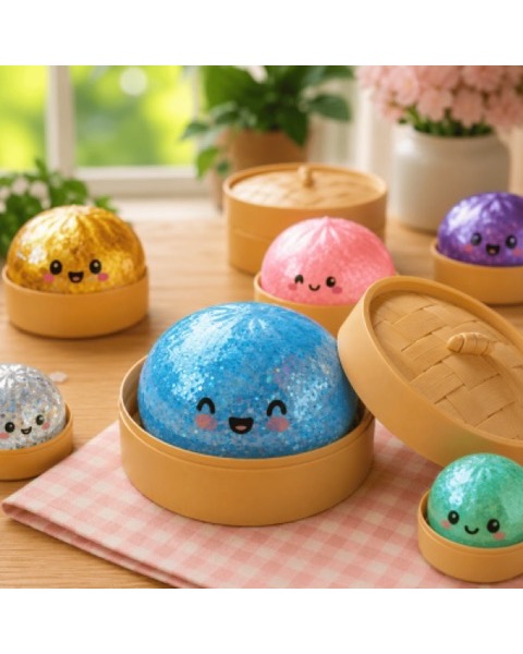 Squishy Antiestresse Pãozinho com Glitter e Luz