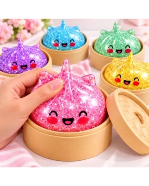 Squishy Antiestresse Unicórnio com Glitter e Luz LED