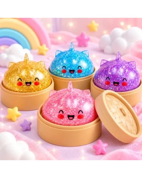 Squishy Antiestresse Unicórnio com Glitter e Luz LED (outra foto)